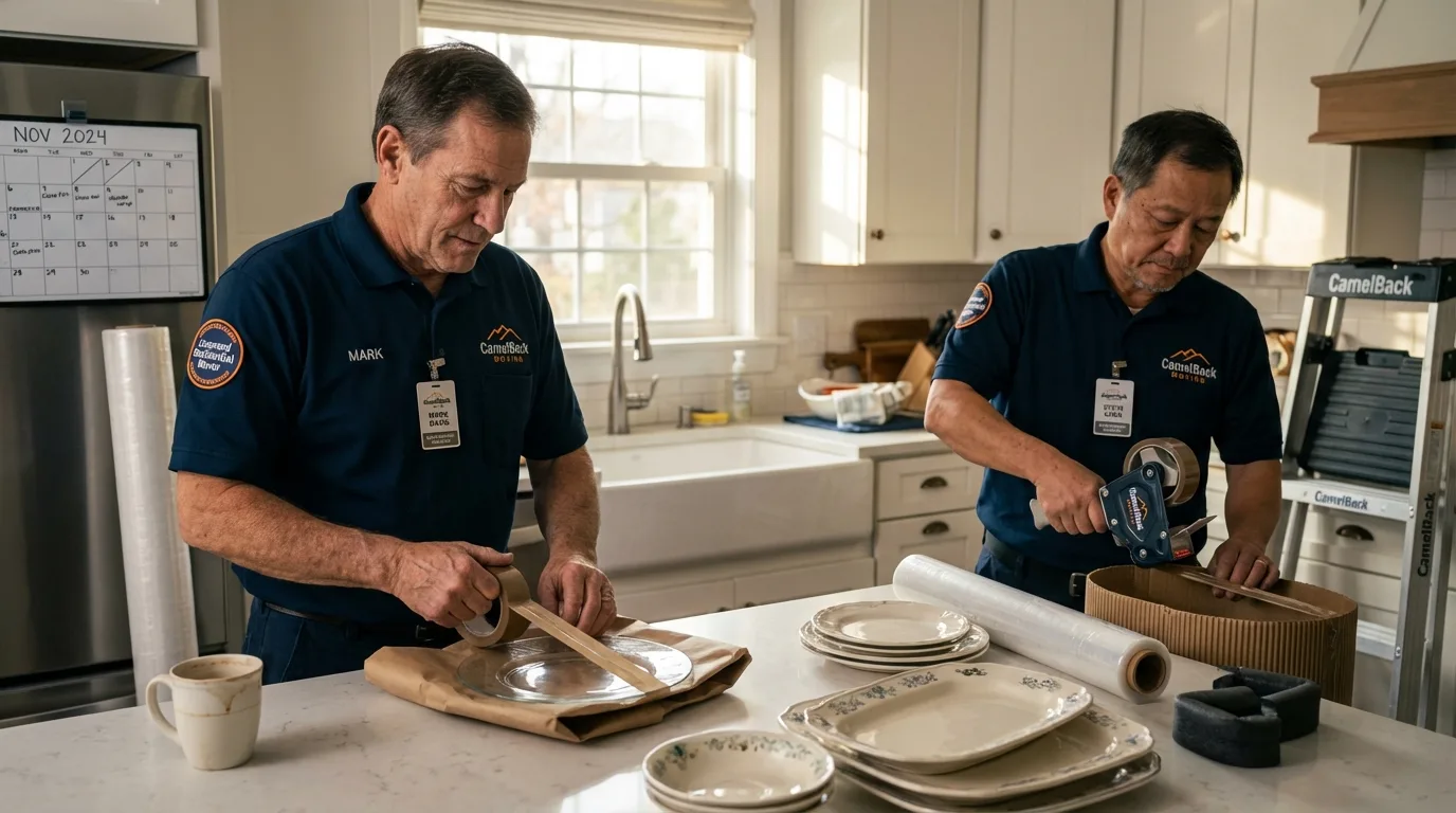 Professional crew packing kitchen dishware in Camilla, GA